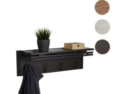MCW Wandgarderobe A27 4 Haken 3D-Struktur Dunkelbraun