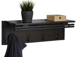 MCW Wandgarderobe A27 4 Haken 3D-Struktur Dunkelbraun