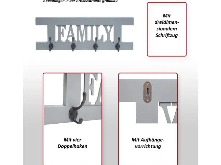 MCW Wandgarderobe C60 Family Shabby-Look Weiß Lackiert