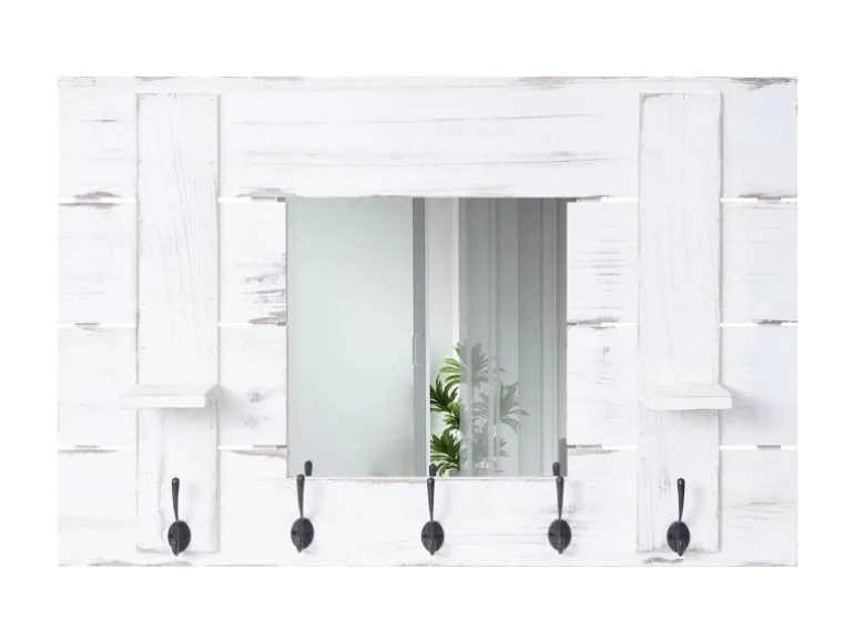 MCW Wandgarderobe C89 mit Spiegel Weiß Shabby