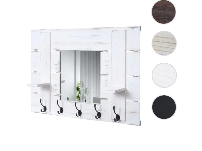 MCW Wandgarderobe C89 mit Spiegel Weiß Shabby