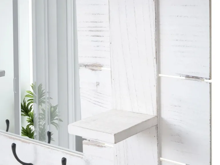 MCW Wandgarderobe C89 mit Spiegel Weiß Shabby