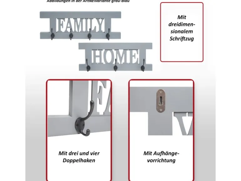 MCW Wandgarderobe C60 Shabby 2-teilig Weiß Shabby