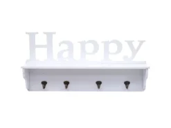 MCW Wandgarderobe D41 Happy 4 Haken Weiß