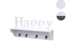 MCW Wandgarderobe D41 Happy 4 Haken Weiß