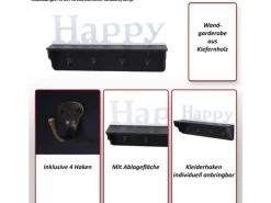 MCW Wandgarderobe D41 Happy 4 Haken Weiß
