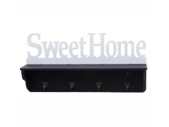 MCW Wandgarderobe D41 Sweet Home 4 Haken Schwarz/weiß