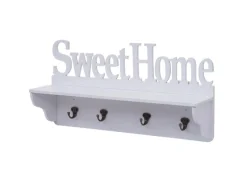 MCW Wandgarderobe D41 Sweet Home 4 Haken Weiß