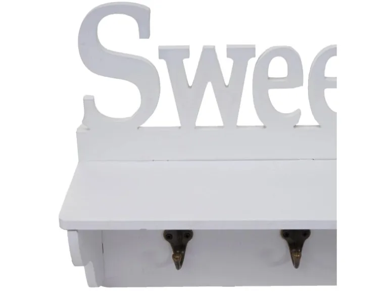 MCW Wandgarderobe D41 Sweet Home 4 Haken Weiß