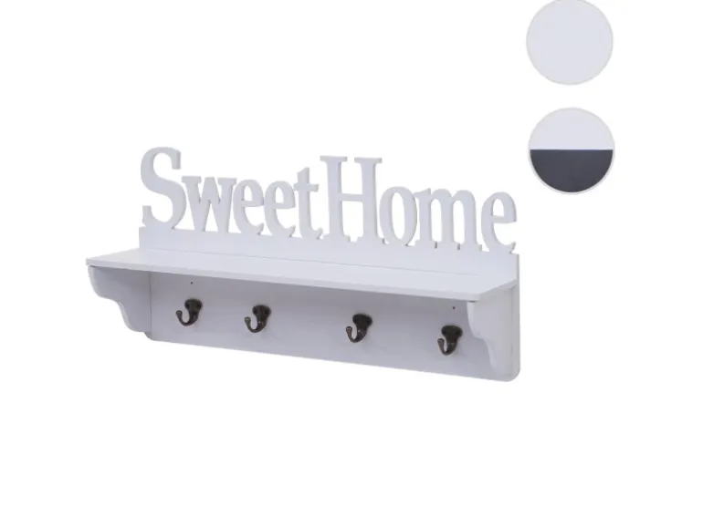 MCW Wandgarderobe D41 Sweet Home 4 Haken Weiß
