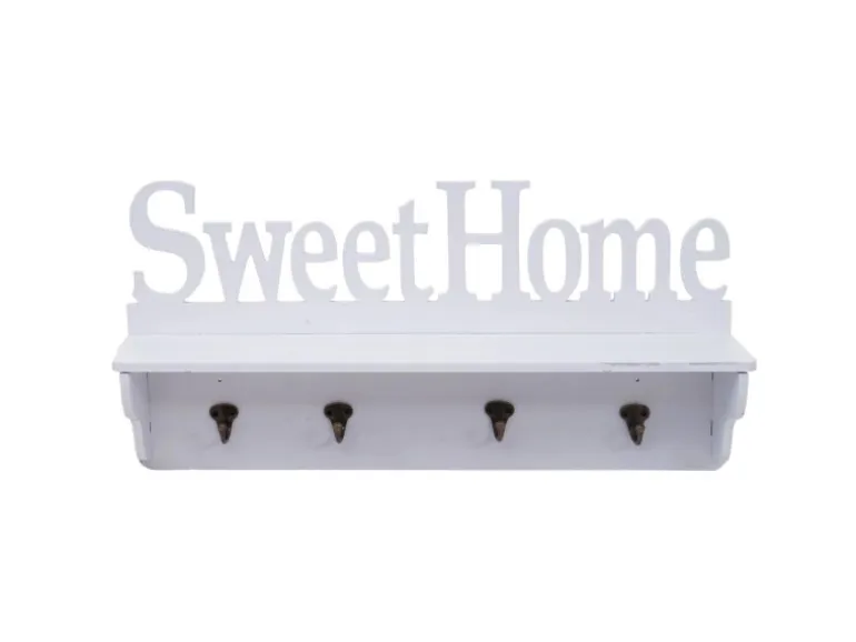 MCW Wandgarderobe D41 Sweet Home 4 Haken Weiß