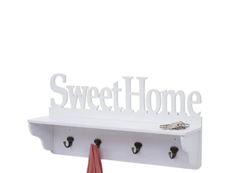 MCW Wandgarderobe D41 Sweet Home 4 Haken Weiß
