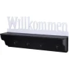 MCW Wandgarderobe D41 Willkommen 4 Haken Schwarz/weiß