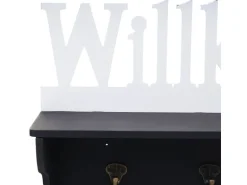 MCW Wandgarderobe D41 Willkommen 4 Haken Schwarz/weiß