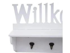 MCW Wandgarderobe D41 Willkommen 4 Haken Weiß