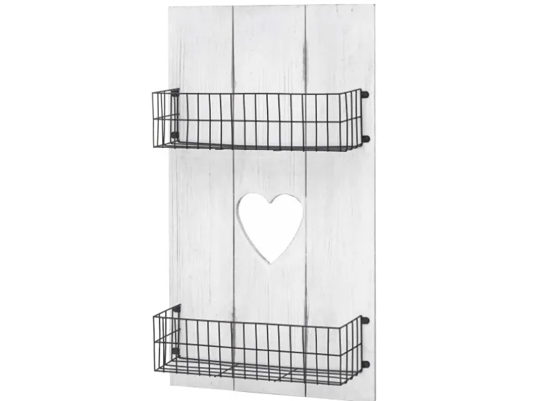 MCW Wandregal D42 Massivholz 70x40x10cm Weiß Shabby