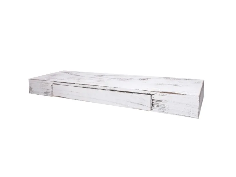 MCW Wandregal H37 Schublade 8x80x25cm Weiß Shabby