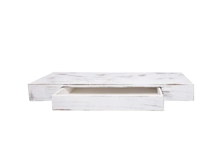 MCW Wandregal H37 Schublade 8x80x25cm Weiß Shabby