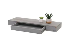 MCW Wandregal H37 Schublade 8x80x25cm Grau Shabby