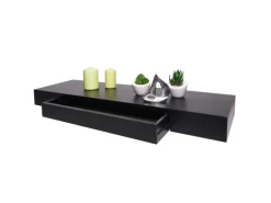 MCW Wandregal H37 Schublade 8x80x25cm Schwarz