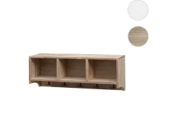 MCW Wandregal K49 Garderobe Wandgarderobe Regal 3 Staufächer 5 Haken 30x80x20cm Holz Naturbraun