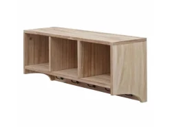 MCW Wandregal K49 Garderobe Wandgarderobe Regal 3 Staufächer 5 Haken 30x80x20cm Holz Naturbraun