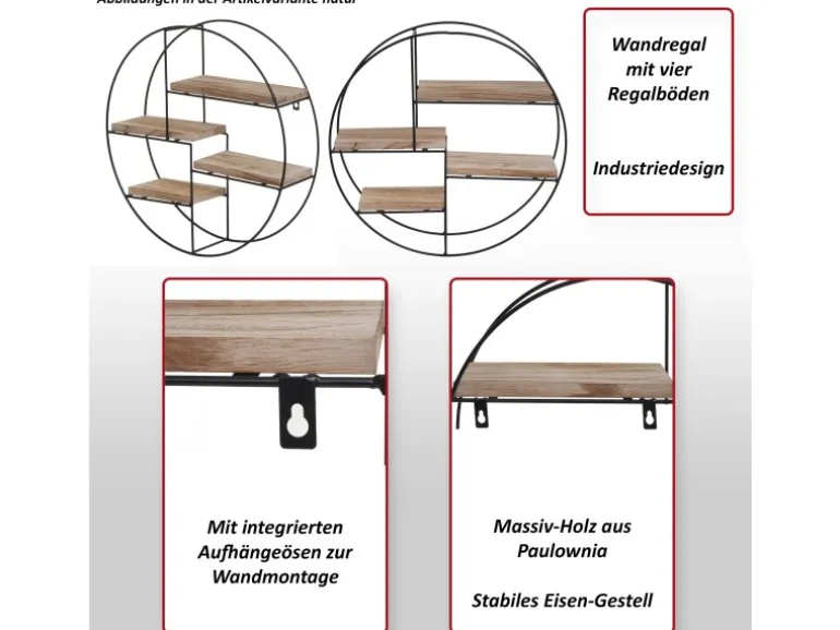 MCW Wandregal K76 45x45x11cm Natur