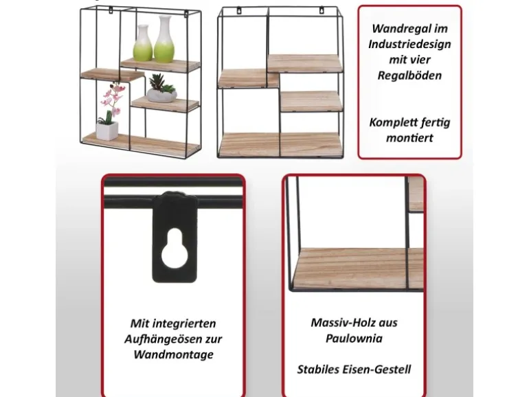 MCW Wandregal K76 51x40x11cm Natur