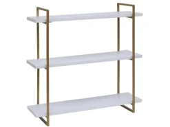 MCW Wandregal K78 60x60x18cm Weiß Metall Gold