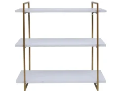 MCW Wandregal K78 60x60x18cm Weiß Metall Gold