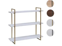 MCW Wandregal K78 60x60x18cm Weiß Metall Gold