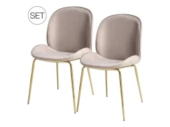 MeGusta Moderner Stuhl 2er-Set Beige Polsterstuhl Esszimmerstuhl Emilia