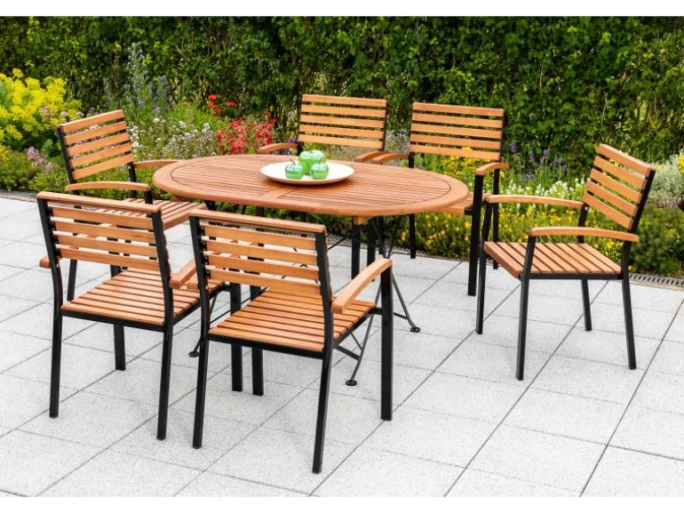 Merxx Gartenmöbel-Set Schlossgarten 7-teilig Stapelsessel 140 cm x 90 cm