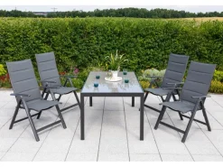 Merxx Taviano Set 5-tlg. 4 Klappsessel Gartentisch 150 x 90 cm Grau