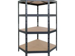 Metall-Eck-Schwerlast-Steckregal Rivet Anthrazit 180 cm x 90 cm x 45 cm x 65 cm