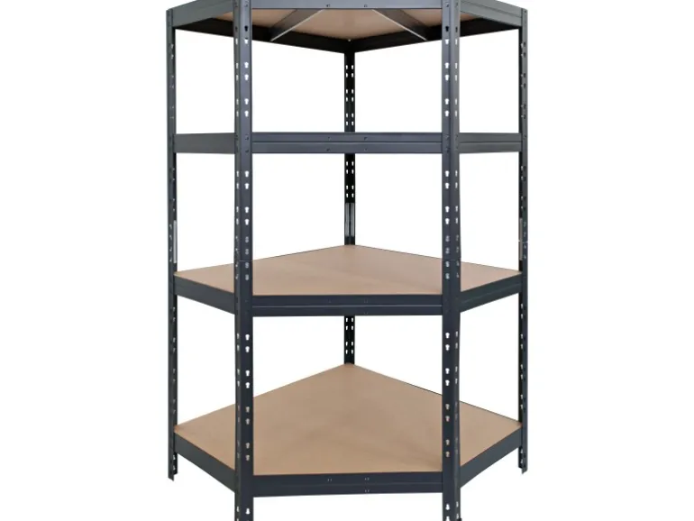Metall-Eck-Schwerlast-Steckregal Rivet Anthrazit 180 cm x 90 cm x 45 cm x 65 cm