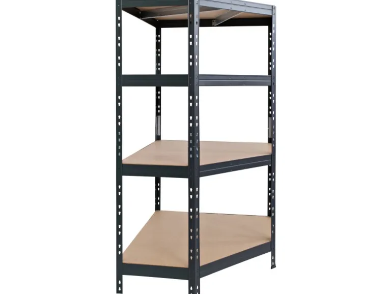 Metall-Eck-Schwerlast-Steckregal Rivet Anthrazit 180 cm x 90 cm x 45 cm x 65 cm