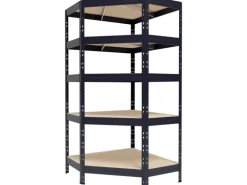 Metall-Eck-Schwerlast-Steckregal Rivet Anthrazit 180 cm x 90 cm x 45 cm x 65 cm