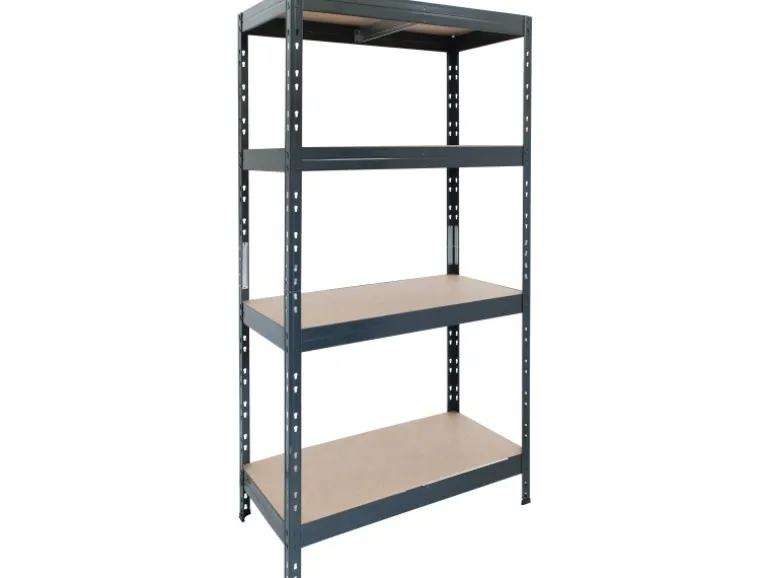 Metall-Schwerlast-Steckregal Rivet Anthrazit 180 cm x 90 cm x 45 cm 4 Böden