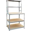 Metall-Werkbank mit Regalaufsatz Verzinkt 180 cm x 100 cm x 60 cm