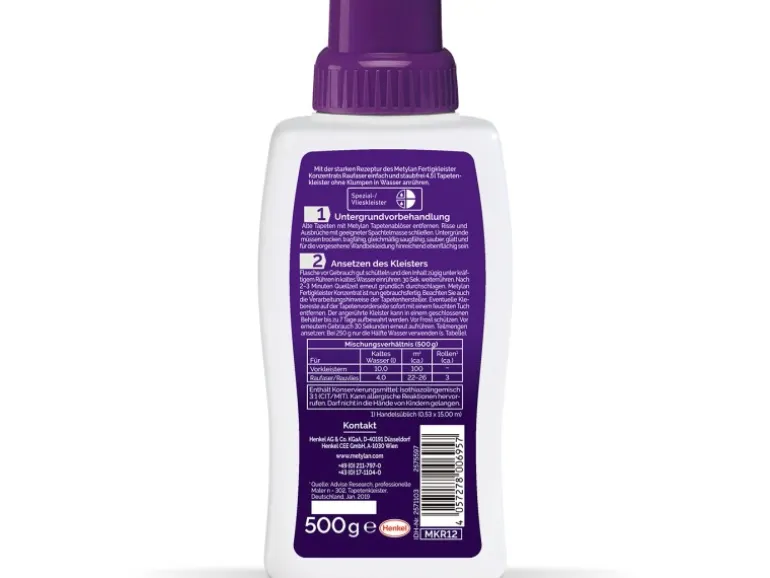 Metylan Fertigkleister Konzentrat Raufaser 500 g Flasche Transparent