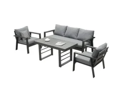 MeXo Aluminium Dining Lounge Outdoor mit Esstisch für 5 Personen Grau