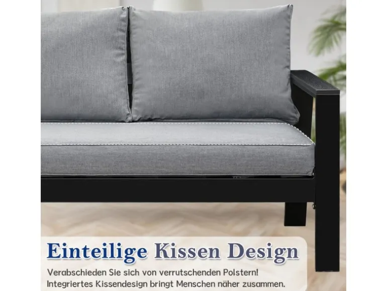 MeXo Aluminium Dining Lounge Outdoor mit Esstisch für 5 Personen Grau