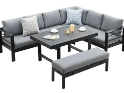 MeXo Aluminium Lounge-Set mit Esstisch für 8 Personen Schwarz