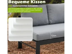 MeXo Aluminium Lounge-Set mit Esstisch für 8 Personen Schwarz
