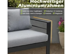 MeXo Aluminium Lounge-Set mit Esstisch für 8 Personen Schwarz