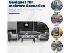 MeXo Gartenmöbel Set aus Aluminium Loungeset für 5 Personen Grau