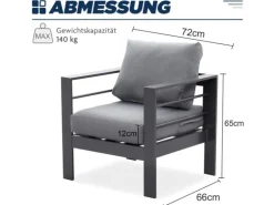 MeXo Gartensessel Outdoor 2 Sitzer Loungesessel Wetterfest Grau