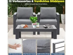 MeXo Gartensessel Outdoor 2 Sitzer Loungesessel Wetterfest Grau