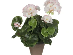 Mica Decorations Kunstpflanze Geranie im Blumentopf Stan Ø 20 x 34 cm Weiß-Rosa